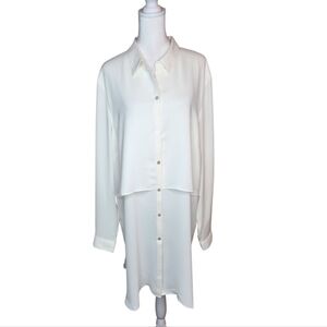 NEW J Jill Layered Cream Button Down Tunic Shirt Size XLT Tall
